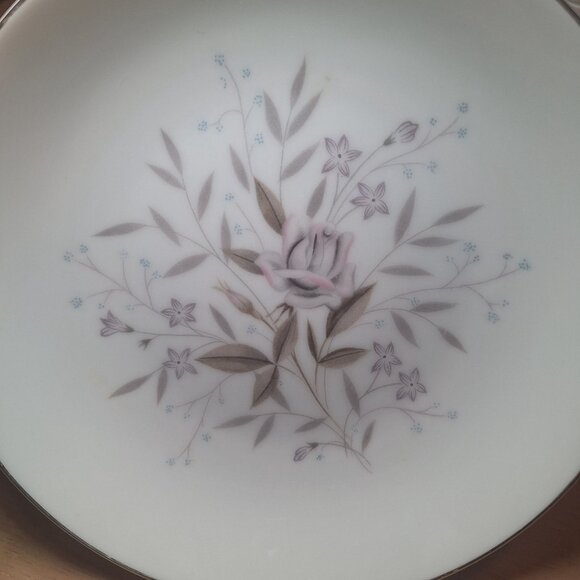 Memphis Fine China Floral Pattern Saucer Plate Silver‎ Trim Raised Edge - Picture 2 of 6